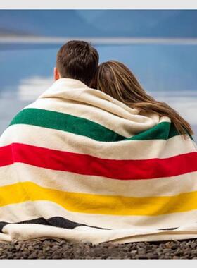 Enoughildw美地利奴羊毛露营纹毯子披肩家居WXE加厚盖条毯披毯垫