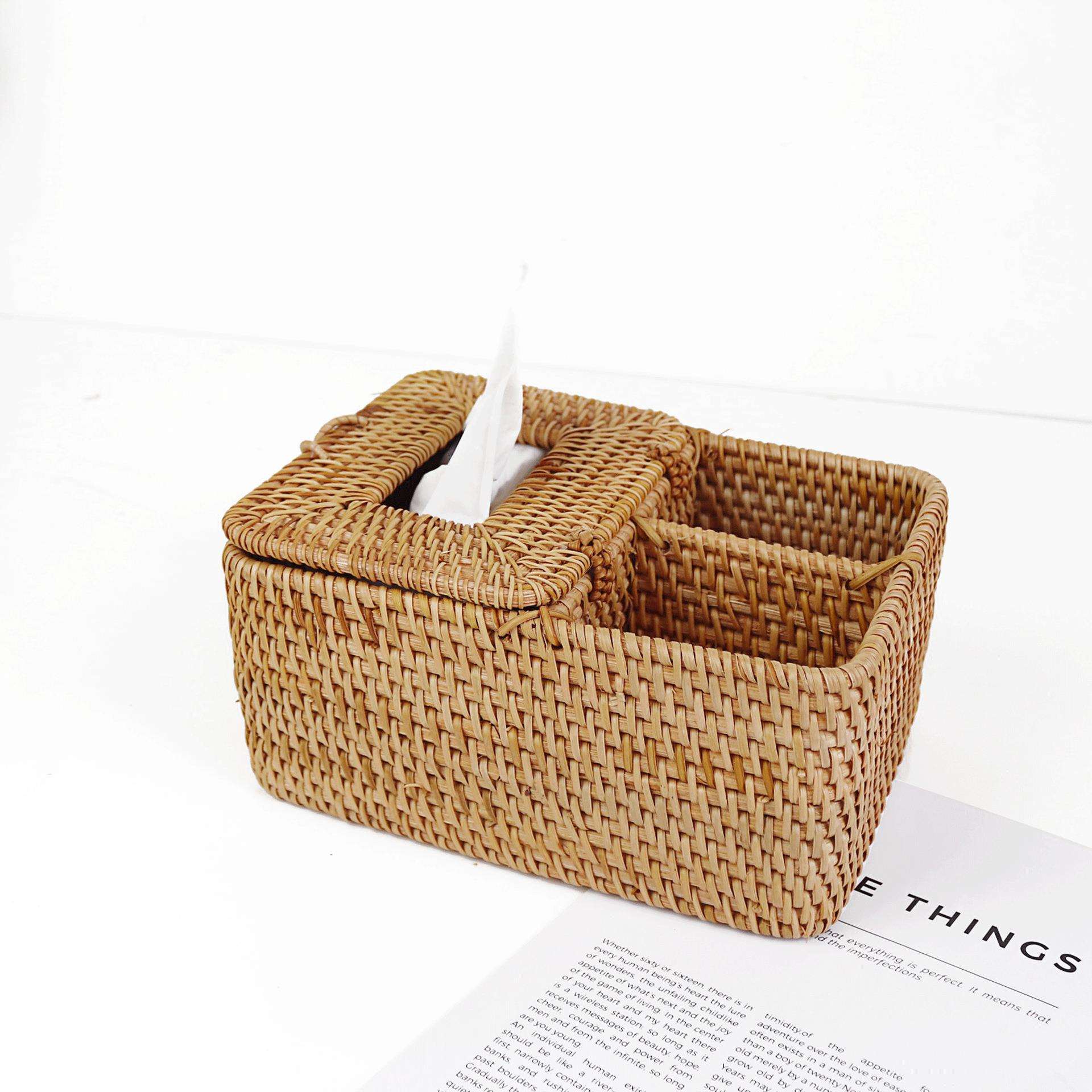 越藤南编纸巾家用办公桌客盒厅餐藤编纸巾纸巾抽纸车载藤编桌面纸