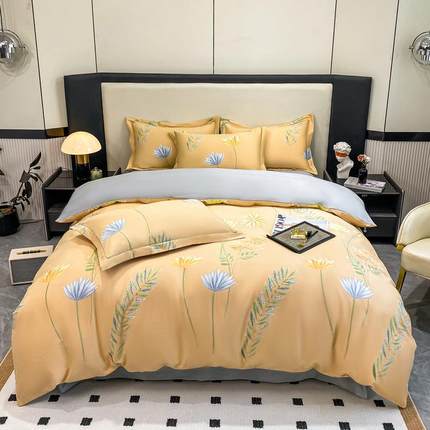 套全棉加厚磨毛四件套简床单被四季约通用花印ZEO新款纯棉床上用