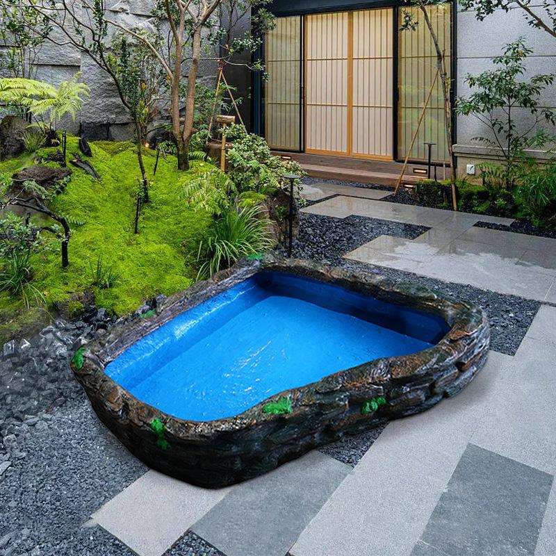 水阳台小鱼池循环系玻统庭院内LDM成品鱼缸地缸璃户外鱼池钢假山