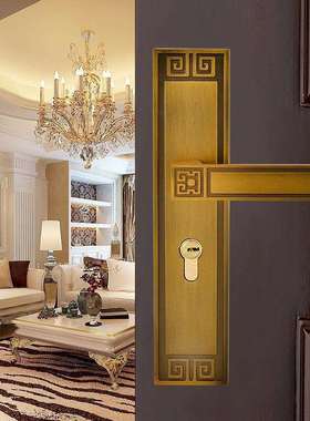 中式门锁室见描述内卧室房木间门锁磁吸静音黑色家新用实复中古式