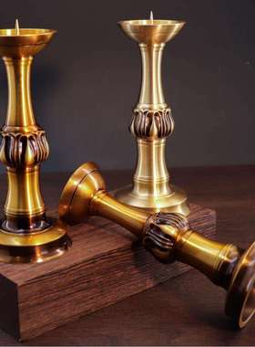 复古莲A00017蜡长明灯烛台台古香油色花老式中式仿古烛台蜡烛底座