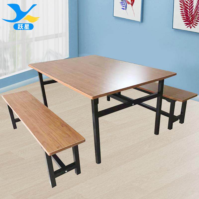 新中式简长方堂形餐约桌1445椅工厂食10人位经济型餐桌椅组合