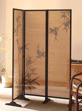 IOK新中隔断屏风茶风楼国竹影式主题装饰墙背围景茶室竹编挡阳台