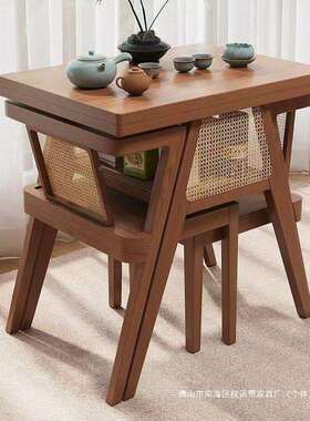 木阳台小二桌椅三件套组合创意休闲椅子家用喝茶实小户WOV型桌一