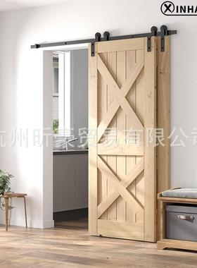 BUH谷仓门吊轨直臂型全轨配件移门道重叠门单轨套道双p门滑轮byas