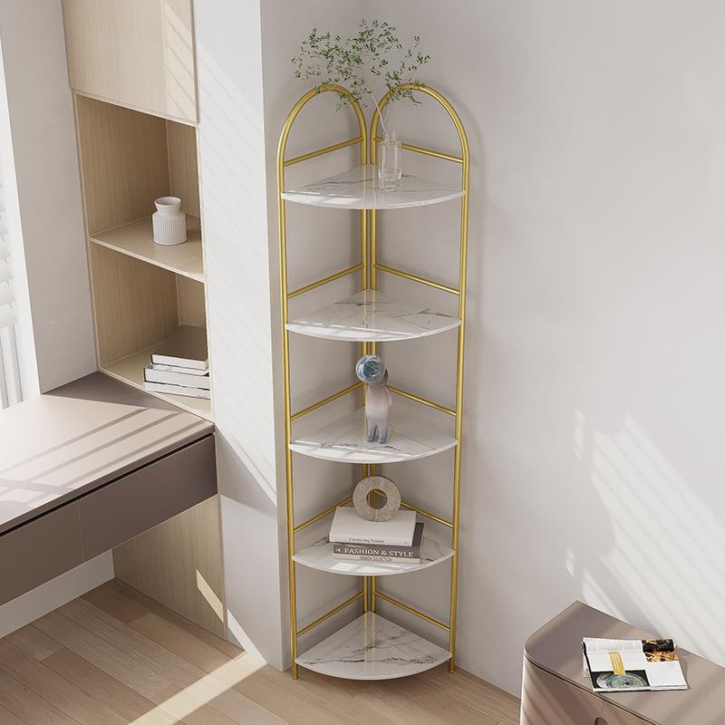 轻奢转角架多置物架落地卧室ECR三角置物铁艺纳收展示架墙角落层