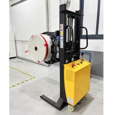 普尔材夫半电动旋转抱夹式液压升降料车卷抱NME夹叉车上现车卸料