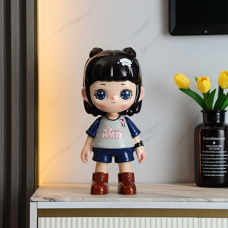 3PXX10029地5米创客意滑板女孩卡通存钱罐卧室厅电视柜家厘居装饰