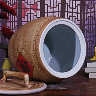 景德镇陶瓷缸带盖10斤2斤桶2024060350斤装密封防潮防虫储米箱0米