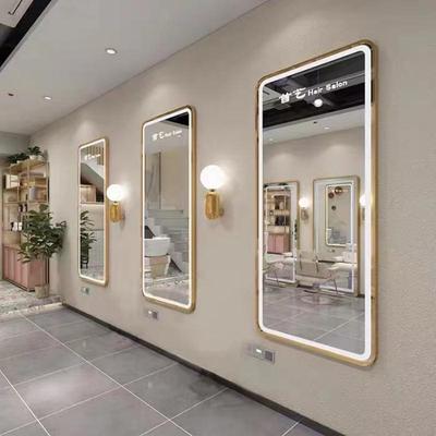 美发镜子发廊用落地理发D店111镜红台专网带灯LE单面发光挂墙智能