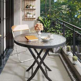 桌子折叠出租房用餐桌简易饭桌985圆桌玻方桌网水纹璃红阳家台小