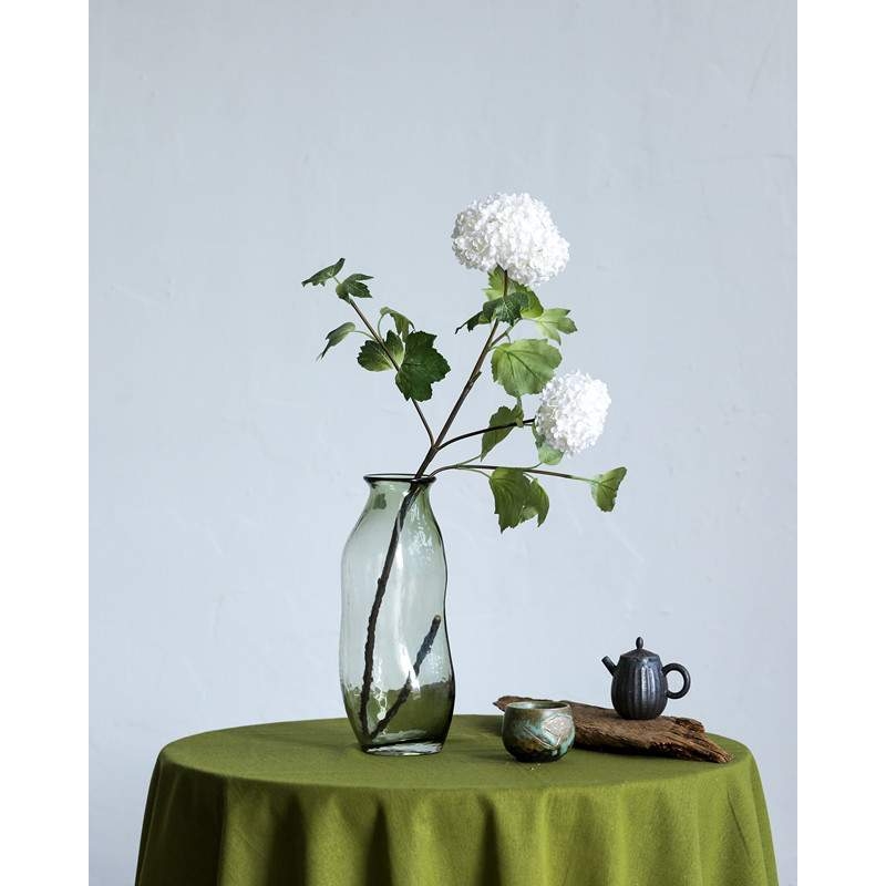 碧轩新品现代简约开口淡绿色不规则玻璃花瓶客厅装饰摆件