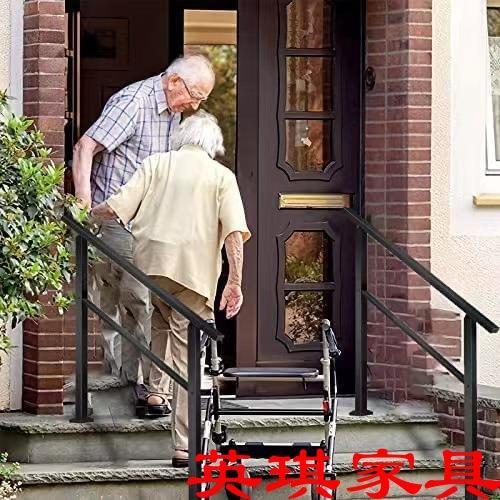 跨梯境厂户家铁艺扶手外爬台阶楼梯门廊室外家用水泥安BZM全木梯