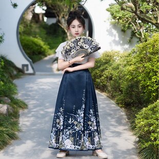 容华集女童马面裙套装儿童汉服国风唐装新中式印花半身裙春秋款