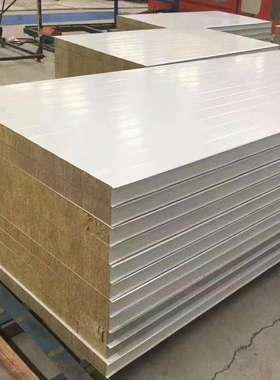 棉夹芯板无岩办尘车间隔墙防火岩棉彩墙RJX钢板公室隔岩棉彩钢夹