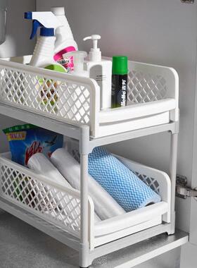 抽拉式多14280层置物厨房台面放调物料架子室浴塑料架橱柜储收纳