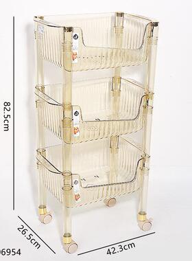 家用四层14338透明收纳落置物架地厨房浴室加卫生间厚多层储物置