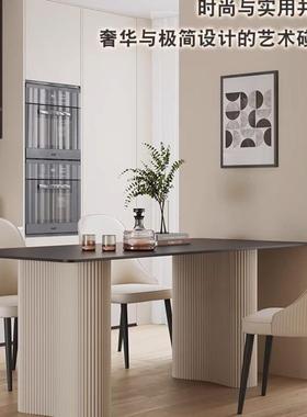l简w0黑色JJ2hHJF7岩板餐桌2025新款意式现长代约家用小户型方形