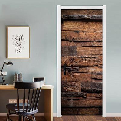 巨创跨境货PV墙C贴纸3D自现粘门贴墙贴卧室客源厅代装饰M388木头