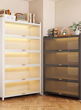 铁艺置物收纳带柜钢制书柜门儿童书架落地客防尘储物83507柜架厅