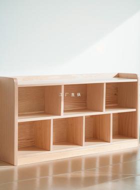 实木书柜矮柜组落书地架置架物合电视柜边F7769S5H柜格子柜儿童储