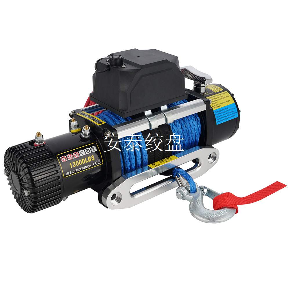 新款厂家直销12v/24v 13000磅尼龙绳越野车绞盘 电动绞盘 汽车绞