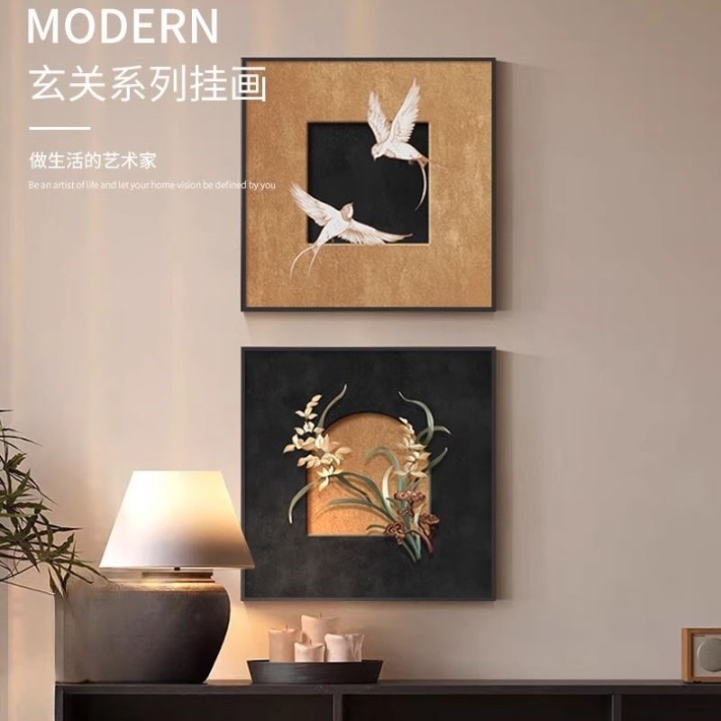 复古艺术客厅墙面装饰画法式中古卧室书房摆台画方形壁画玄关挂画图片