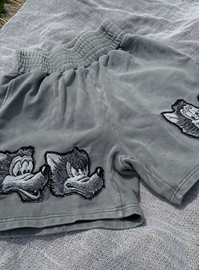 FAX NO. remake  古惑狼 洗水浅灰色 短裤 手工制作 不退换