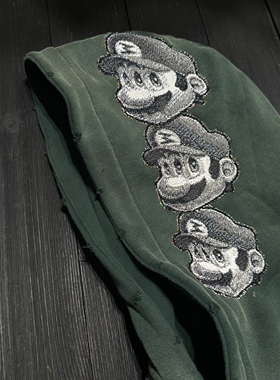 FAX NO. 马利奥 蜡染工艺 破坏 连帽卫衣