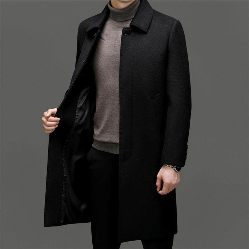 陆海丰轻奢服饰男装2025秋冬新款毛呢大衣男士休闲长版风衣外套潮,男装,毛呢大衣,淘宝优惠券,粉丝福利购,淘宝优惠卷