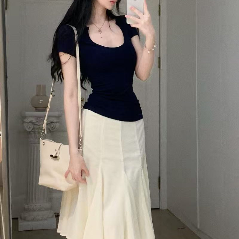 芊语 法式气质套装裙子女装春夏2026新款中裙独特超好看的半身裙