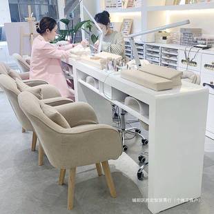 美甲网红桌单双人三人简约烤漆凹槽收纳盒内嵌式 日式 吸尘器美甲桌
