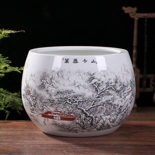 饰品摆件客厅电视柜玄关摆设 景德镇陶瓷器粉彩聚宝盆缸家居创意装