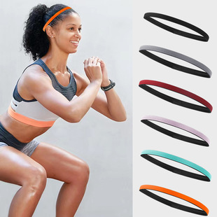 跨境弹防滑硅胶运动止汗发带春夏瑜伽健身导汗带细款运动头带批