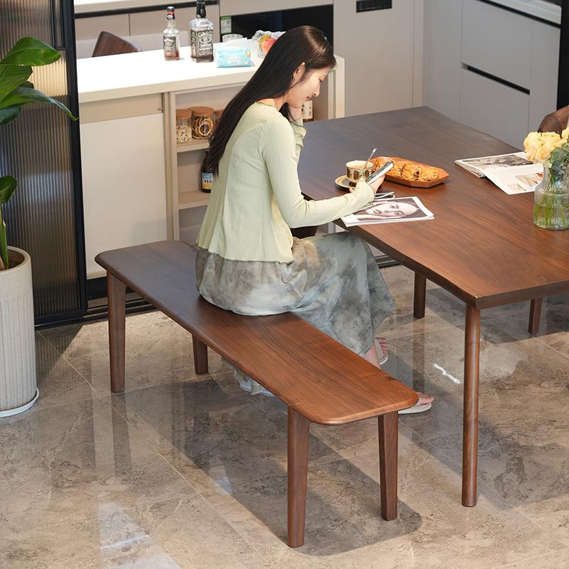 黑胡桃木原木全实木板凳长条凳北美家用餐桌现代简约餐椅北欧边凳