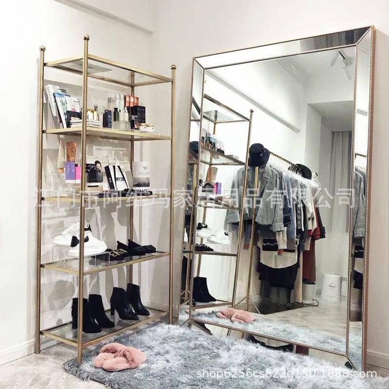 大镜子全身镜穿衣镜壁挂女生卧室轻奢落地镜家用贴墙少女试衣镜