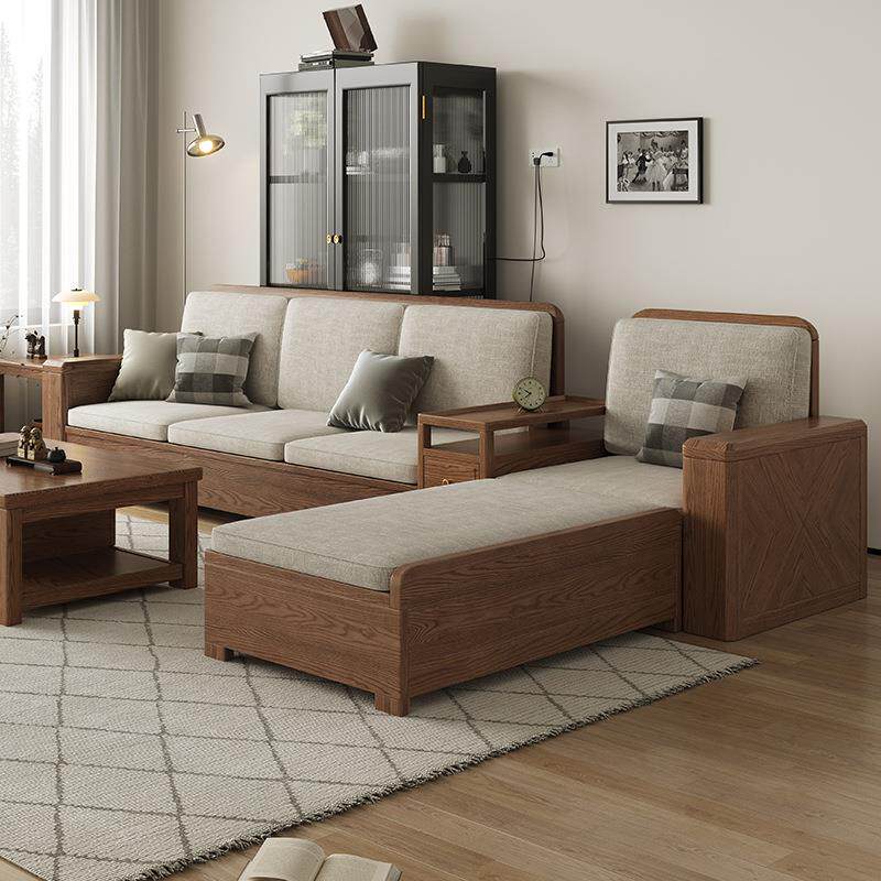 北欧白蜡木全实木沙发组合现代简约小户型客厅带储物木质家具套装