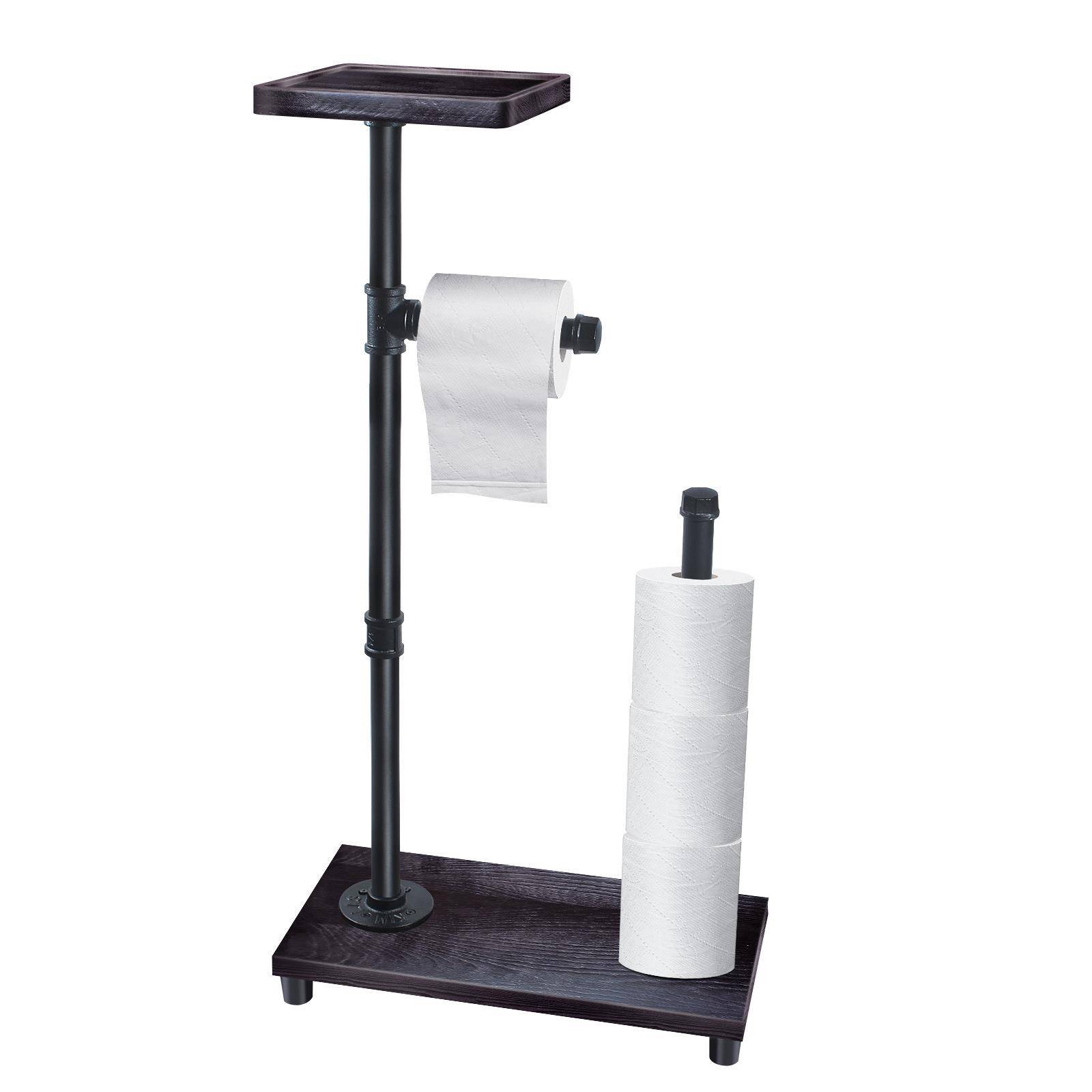 loft工业风复古一字层板隔板墙上实木置物架落地式纸巾架