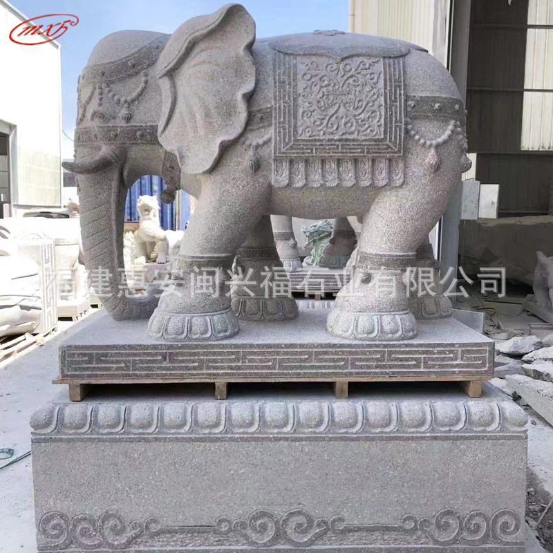 福建石雕大象雕刻庭院家门口石象户外花岗岩石材吉象一对