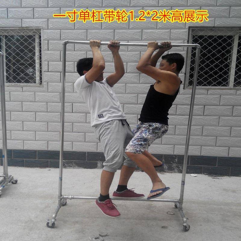 服装店带轮子展架镀锌钢管落地架单杠移动水管架地摊水管晾衣架