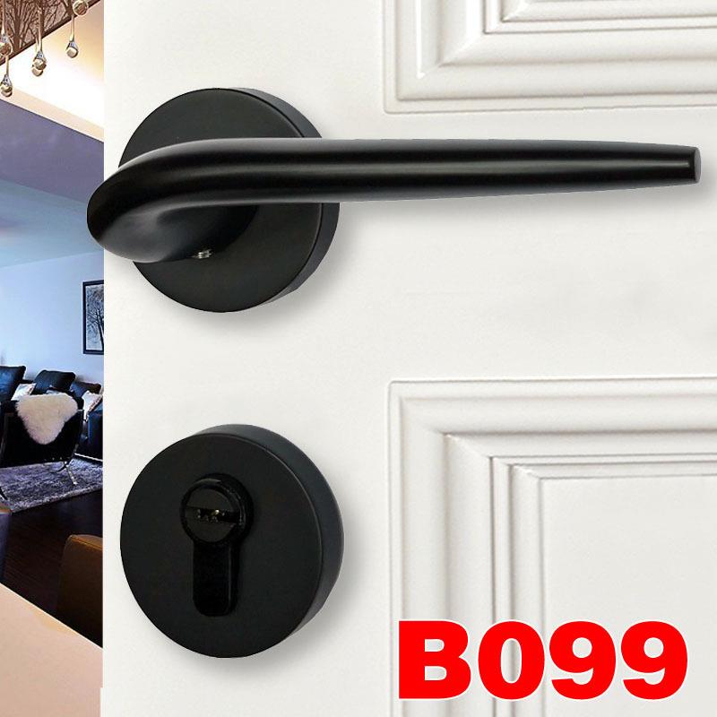 卧室室内门锁锌合金执手锁黑色分体静音把手锁具五金