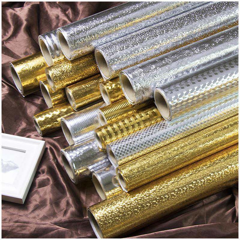 金银即时贴纸家具翻新铝箔金银拉丝自粘墙纸质感软片金铜钱