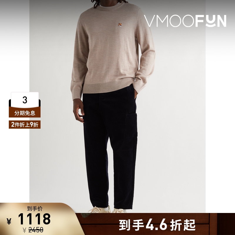 【折扣】[经典款]Maison Kitsune男品牌标志贴花绵羊毛毛衣