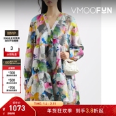 连衣裙 Goya女士印花迷你碎花海岛度假泡泡裙长袖 折扣 Stine