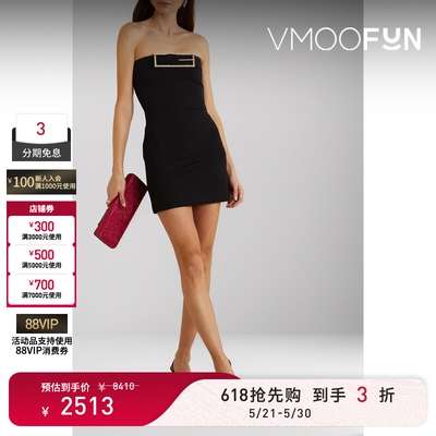 【618狂欢】16ARLINGTON 春夏女抹胸绉纱连衣裙小黑裙