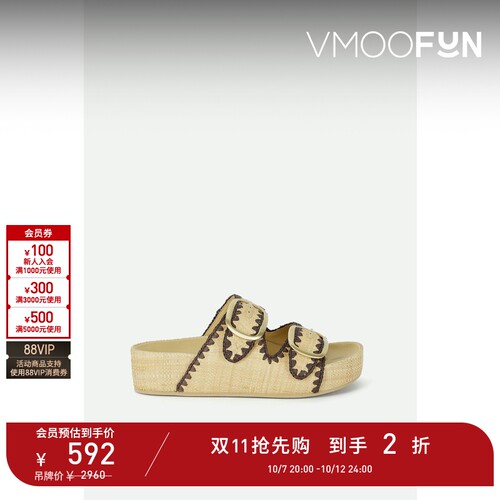 【D11抢先购】Loeffler Randall 春夏女刺绣编织草拖鞋凉鞋