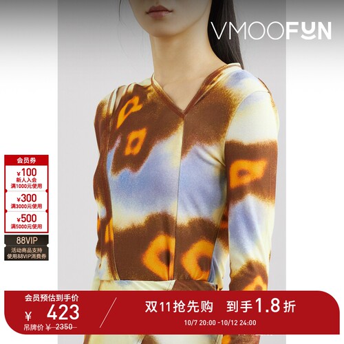 【折扣】REJINA PYO春夏女挖剪印花混纺弹力上衣