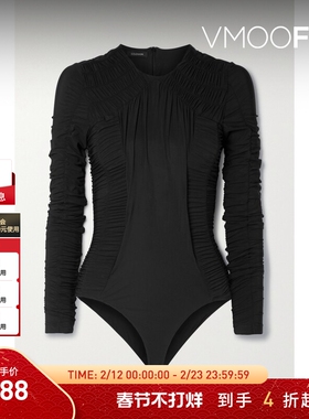 【折扣】GOLDSIGN 女士褶饰弹力平纹布连体丁字裤式紧身衣