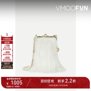 【D11抢先购】Rosantica 女毛绒金属白色单肩包
